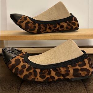 Time and Tru Leopard Print Flats with Black “patent” Trim